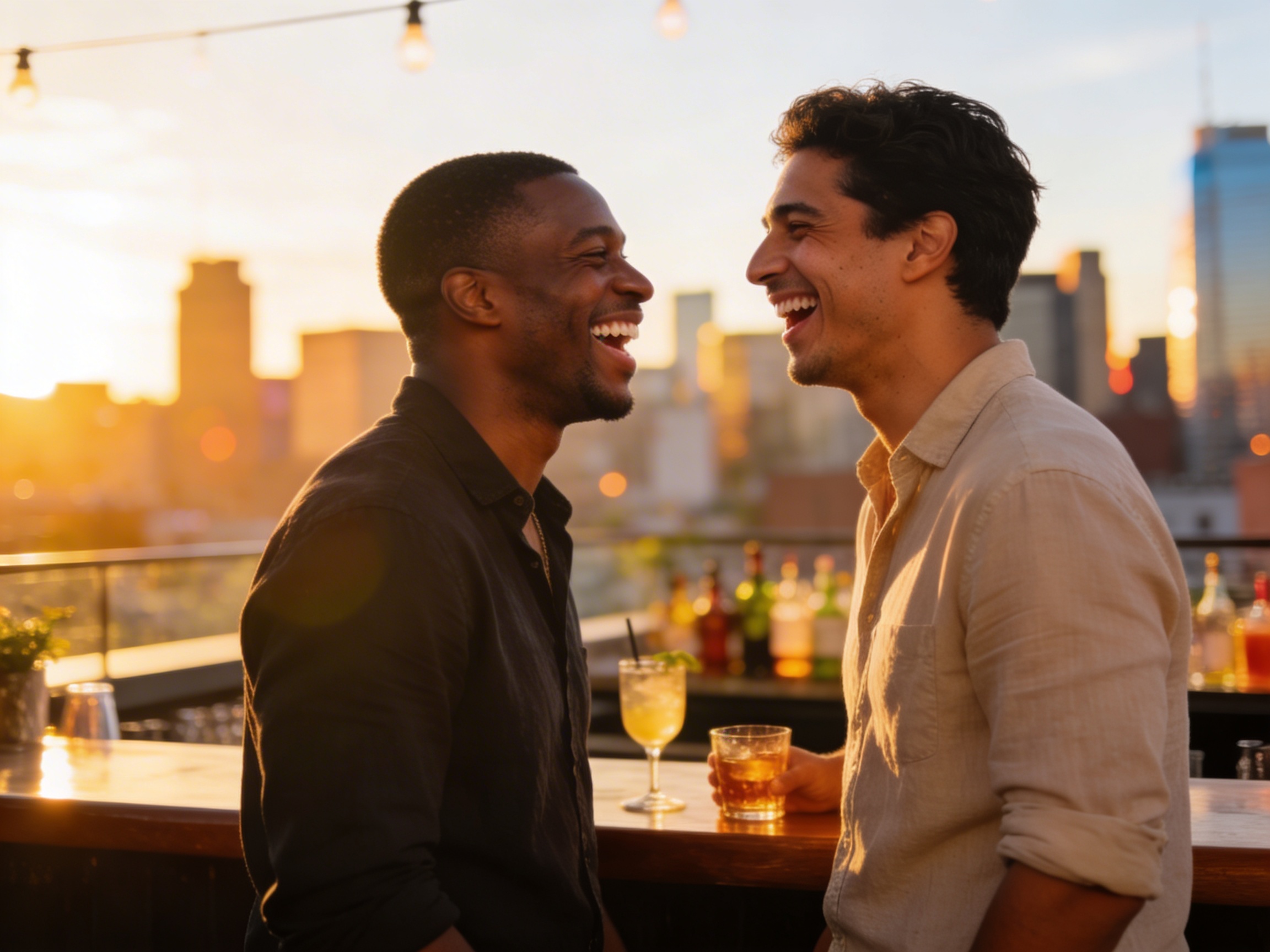 LGBTQ+ couple at golden hour
